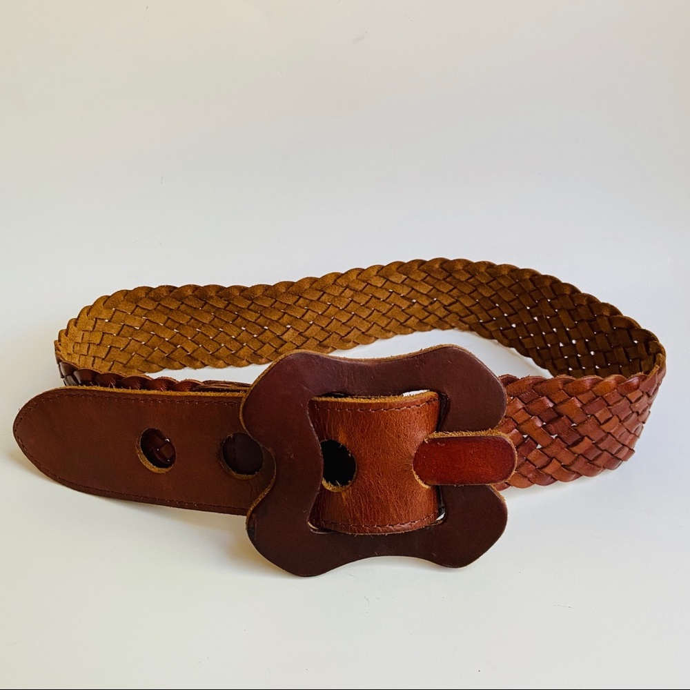 BCBGMaxAzria Boho Brown Braided Leather Belt